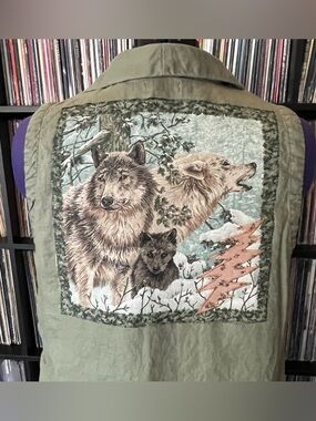 Linen vest duster show tour festival wolf stealie bolt vintage grateful ⚡️dead